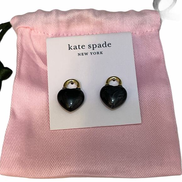 Kate Spade open heart stone lock studs - Picture 2 of 5